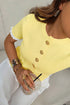 Ribbed Knit Frilled Trim Cardigan Short Sleeve Sweater