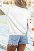 Chenille Pumpkin Sequin Bow Graphic Exposed Seam Mock Neck Sweatshirt