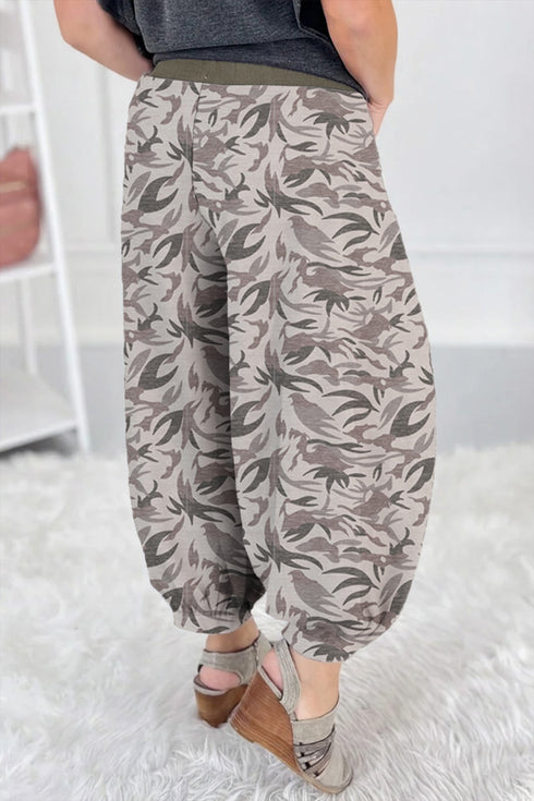 Casual Camouflage Print Drawstring Waist Jogger Pants