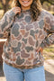 Polyester Camo Print Ribbed Mock Neck Sweatshirt