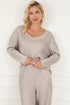 Ribbed Knit Wide Leg Slouchy Two Piece Loungewear