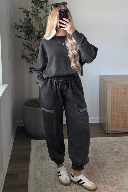 Polyester Cotton Seamed Coordinated Jogger Pant Set