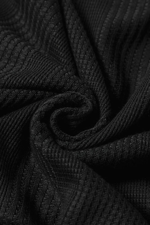 Textured Ribbed Ruffle Tank Top Wide Leg Pant Set