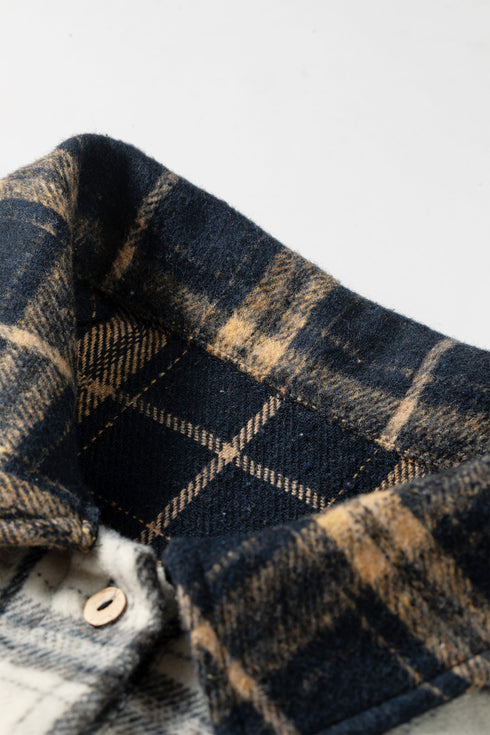 Plaid Button Up Long Sleeve Shift Silhouette Shacket