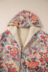 Bohemian Floral Print Sherpa Lined Fleece Hooded Jacket