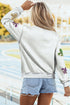 Sequin Fleur De Lis Raw Edge Pullover Sweatshirt