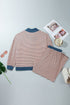 Striped V Neck Long Sleeve Lounge Set