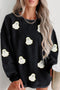 Polyester Oversized Ghost Print Pullover Corded Sweatshirt