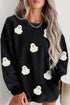 Polyester Oversized Ghost Print Pullover Corded Sweatshirt
