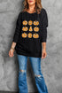 Graphic Floral Pumpkin Crew Neck Pullover Sweatshirt
