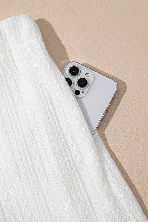 Solid Textured Lace Tank Top And Drawstring Short Sets