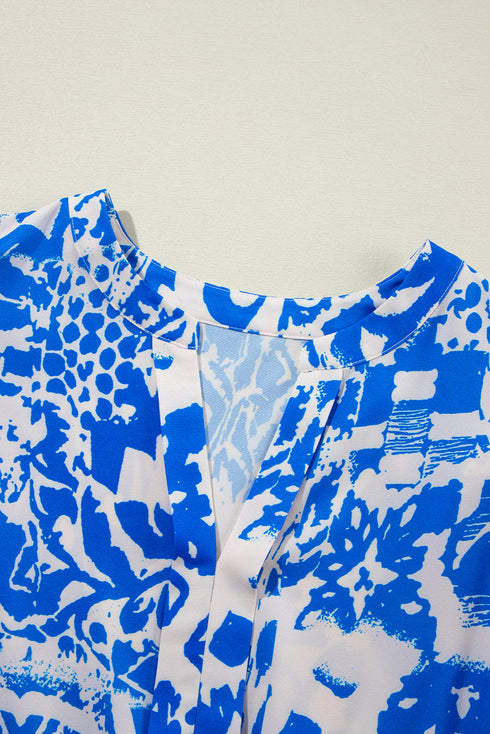 Exclusive Floral Print V Neck Ruffle Sleeve A Line Dress