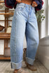Raw Hem Turnup Loose Ankle Length Barrel Jeans