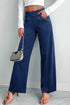 Casual Solid Loose Fit Wide Leg Jeans