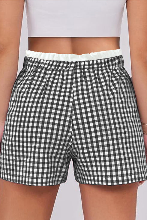 Southern Belle Plaid Print Tailored Edge Trim Shorts