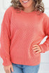 Drop Shoulder Ribbed Knit Long Sleeve Sweater