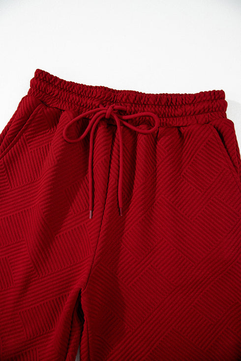 Textured Solid Loose Fit Wide Leg Pant Set