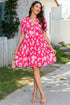 Abstract Print Puff Sleeve Tiered Mini Dress