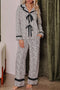Leopard Print Bow Knot Patchwork Long Sleeve Lounge Set