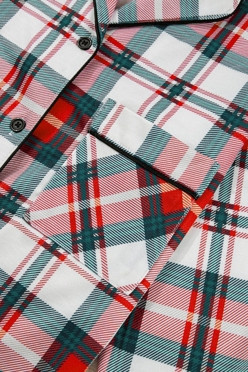 Plaid Print Long Sleeve Two Piece Pajama Set Sleepwear