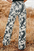 Abstract Print Metal Button Regular Fit Full Length Jeans