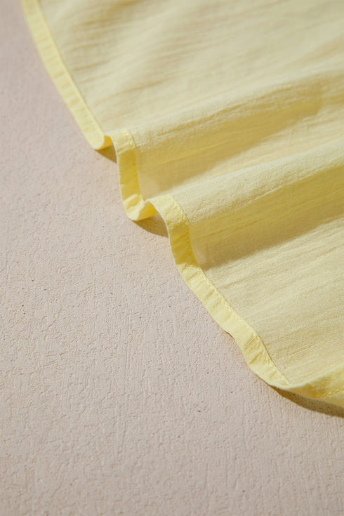 Cotton Blend Ruffle Trim V Neck Sleeveless Tank Top