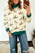 Mallard Duck Print Patchwork High Neck Sweatshirt