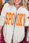 Spooky Letter Print Open Front Split Sweatshirt