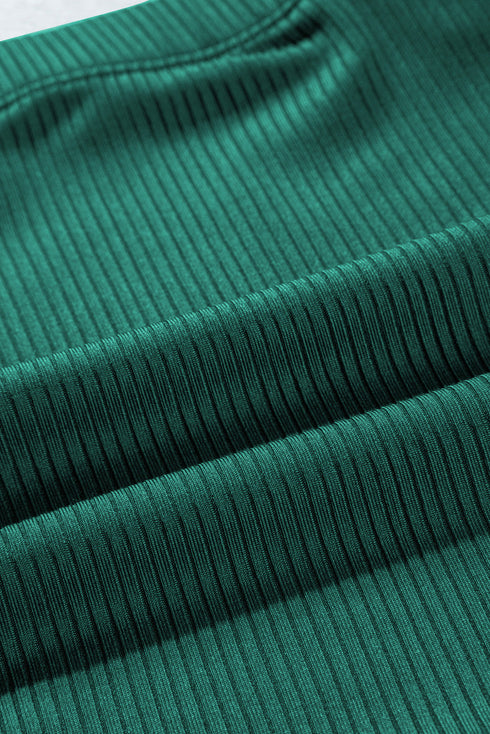 Ribbed Contrast Trim Adjustable Strap Two Piece Swimwear