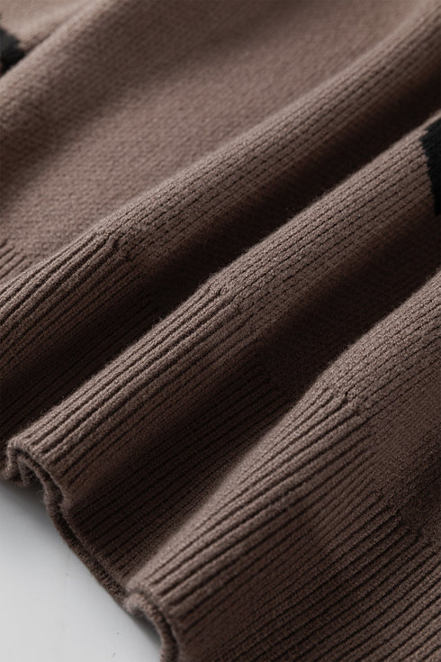 Abstract Animal Pattern Crew Neck Knit Sweater