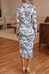 Southern Floral Print Long Sleeve Bodycon Sheath Midi Dress