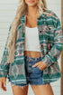 Aztec Geometric Print Button Front Long Sleeve Shacket
