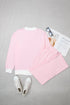 Striped Trim Mock Neck Pullover Drawstring Pants Outfit Pant Set