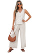 Buttoned V Neck Tank Top Wide Leg Pant Set