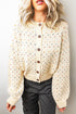 Geometric Print Button Front Long Sleeve Regular Fit Cardigan