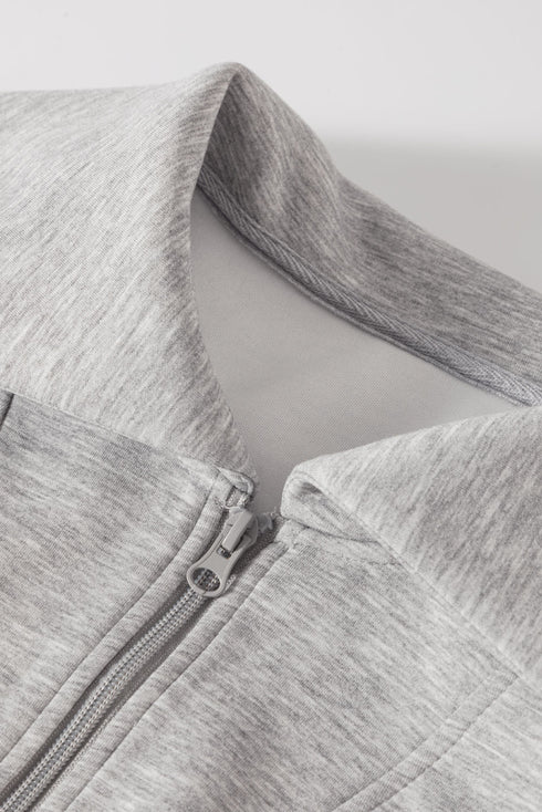 Zip Sailor Collar Pullover Athleisure Sweatpants Two Piece Pant Set