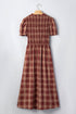 Vintage Plaid Knot Front Smocked High Waist Midi Dress