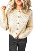 Geometric Print Button Front Long Sleeve Graphic Cardigan