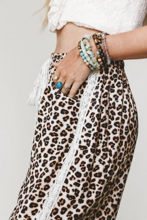 Leopard Print Ankle Length Elastic Waist Pants