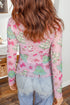 Abstract Print Stand Neck Slim Fit Long Sleeve Top