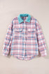 Color Block Collared Flap Pocket Relaxed Plaid Shacket