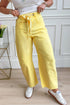 Grommet Knot Waist Detail Curved Barrel Jeans
