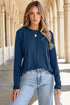 Exposed Seam Detail Crew Neck Long Sleeve Top
