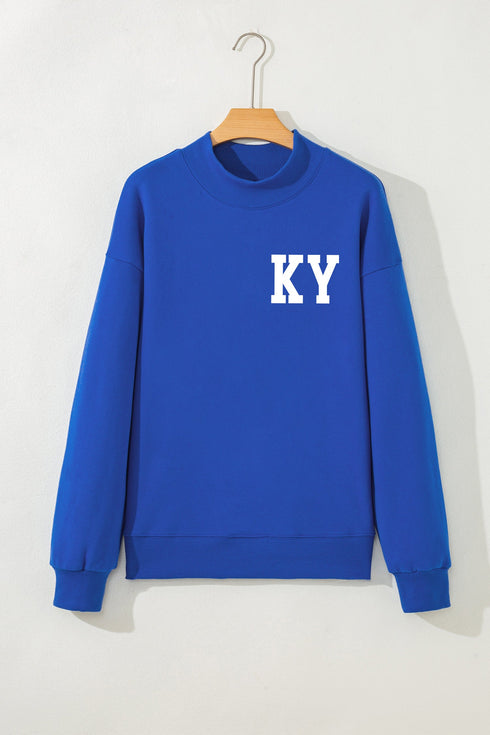 Kentucky Letter Print Mock Neck Graphic Sweatshirt