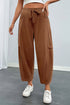 Polyester Corduroy Elastic Waist Drawstring Cargo Pants
