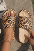 Polyester Tiger Print Hollow Out Detail Slipper