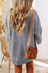 Long Sleeve Cable Knit Crew Neck Sweater Dress