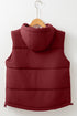 Solid Quilted Zip Front Hooded Puffer Vest
