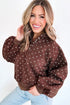 Polka Dot Print Metal Button Collar Pullover Sweatshirt