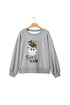 Sequin Western Ghost Print Long Sleeve Round Neck Sweatshirt